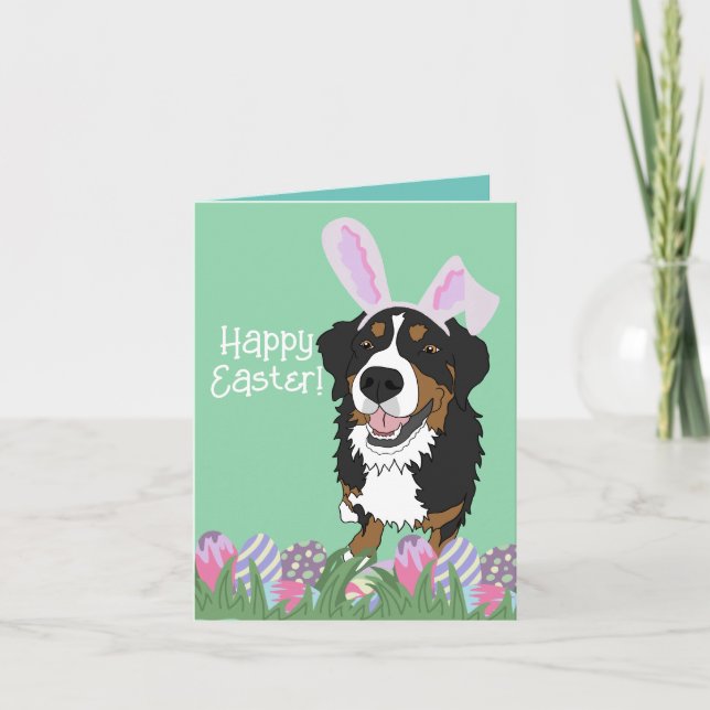 Tarjeta Festiva Pascua de Perro de Montaña de Bernese (Anverso)