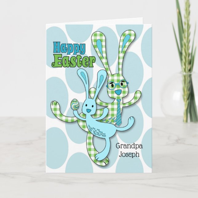 Tarjeta Festiva Pascua de personalizado en verde y azul (Anverso)