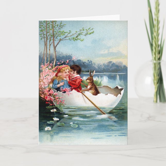 Tarjeta Festiva Pascua de Vintage (Anverso)