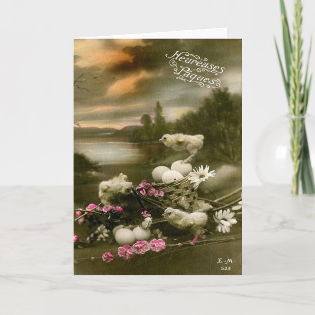 Tarjeta Festiva Pascua de Vintage (Anverso)