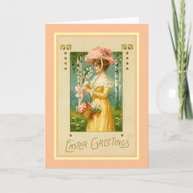 Tarjeta Festiva Pascua de Vintage (Anverso)