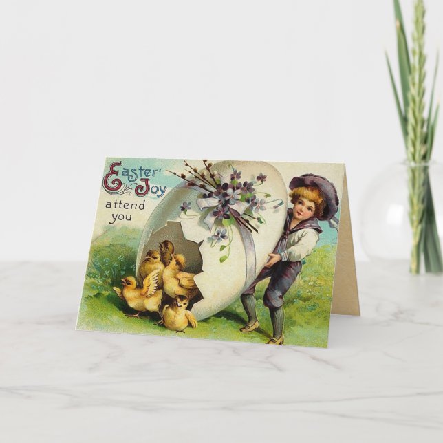 Tarjeta Festiva Pascua de Vintage (Anverso)