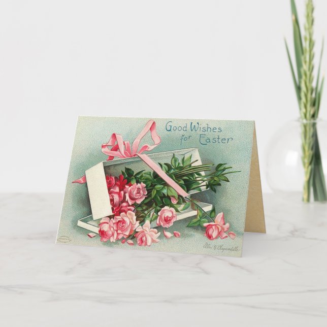 Tarjeta Festiva Pascua de Vintage (Anverso)