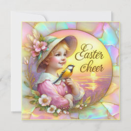 Tarjeta Festiva Pascua de Vintage ~ PASO DE ESTE ~ Chica dulce ~