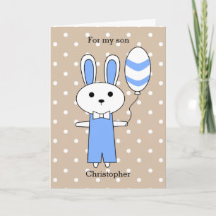 Tarjeta Festiva Pascua del conejo azul Polka Dot