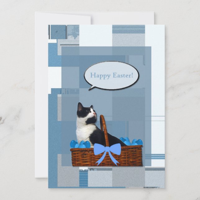Tarjeta Festiva Pascua del gato de Tuxedo (Anverso)