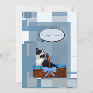 Tarjeta Festiva Pascua del gato de Tuxedo