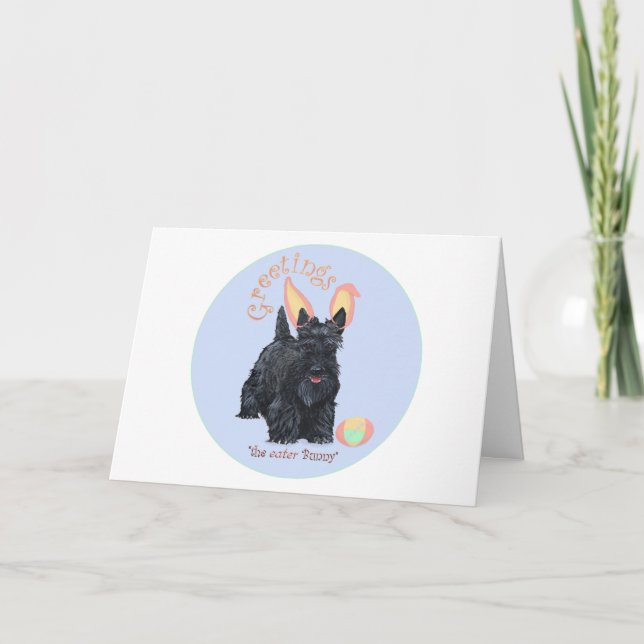Tarjeta Festiva Pascua del Terrier Escocés (Anverso)
