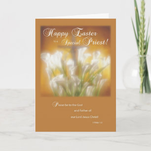 Tarjeta Festiva Pascua feliz a sacerdote católico