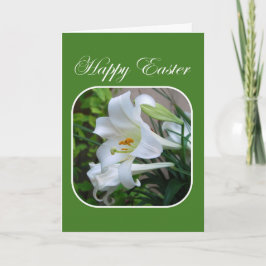 Tarjeta Festiva Pascua feliz, bendiciones de Pascua, lirio blanco