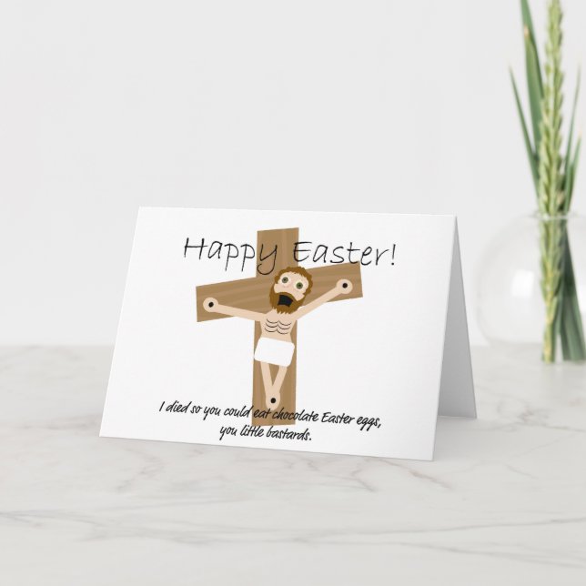 Tarjeta Festiva Pascua feliz de Jesús enojado (Anverso)