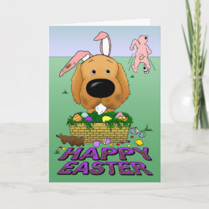 Tarjeta Festiva Pascua feliz de oro traviesa