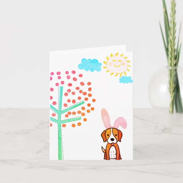 Tarjeta Festiva Pascua feliz del beagle de Pascua (Anverso)
