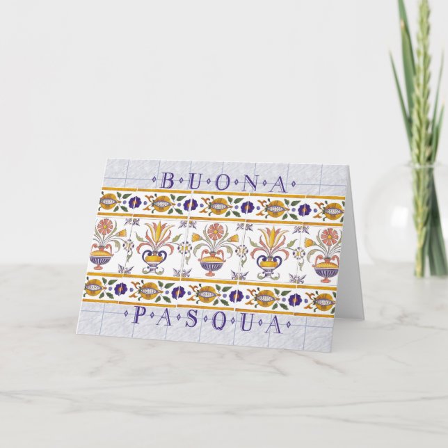 Tarjeta Festiva Pascua feliz en italiano (Anverso)