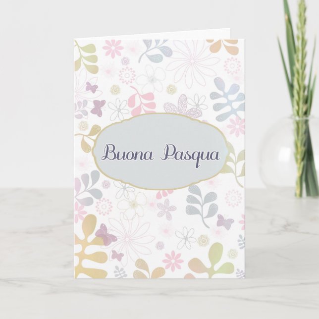 Tarjeta Festiva Pascua feliz en italiano, Buona Pasqua (Anverso)