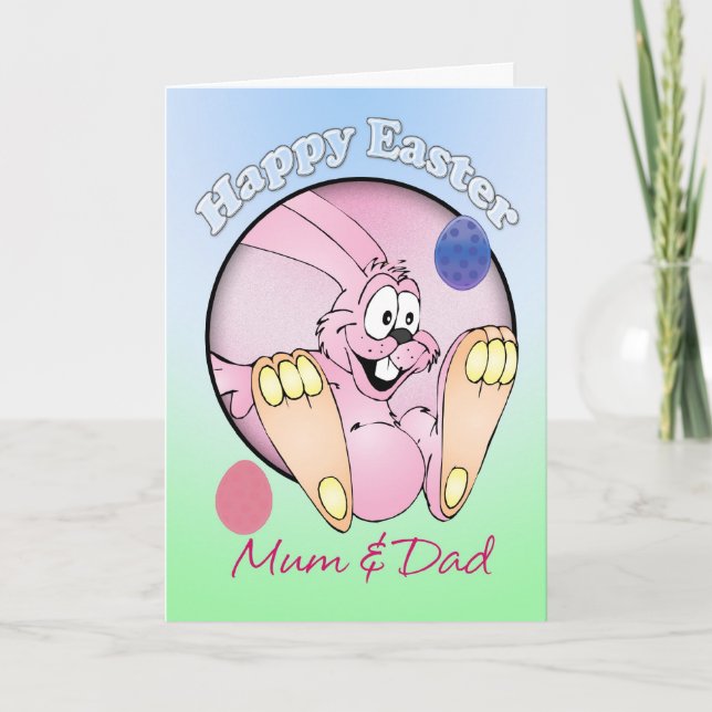 Tarjeta Festiva Pascua feliz - mamá y papá (Anverso)