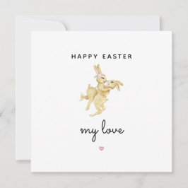 Tarjeta Festiva Pascua feliz mi amor linda pareja conejo conejo