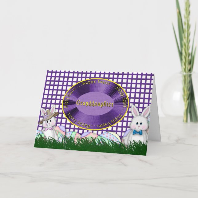 TARJETA FESTIVA PASCUA FELIZ - NIETA - CONEJITOS (Anverso)