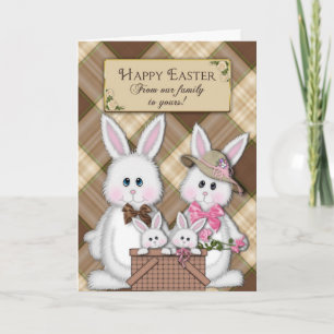 TARJETA FESTIVA PASCUA FELIZ - NUESTRA FAMILIA EL SUYO - CONEJITOS