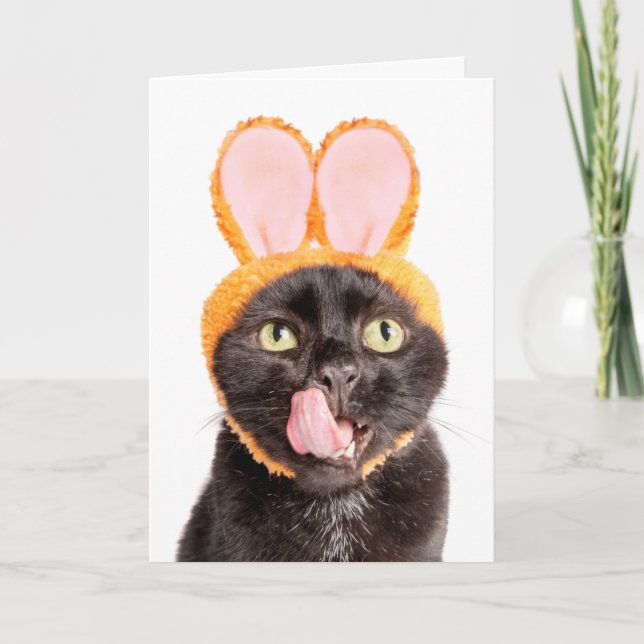 Tarjeta Festiva Pascua feliz para cualquier gato con las orejas de (Anverso)