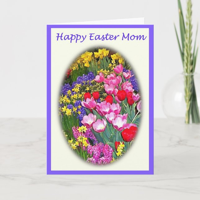Tarjeta Festiva Pascua feliz para la mamá (Anverso)
