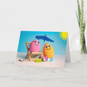 Tarjeta Festiva Pascua feliz para todos los huevos con humor en la