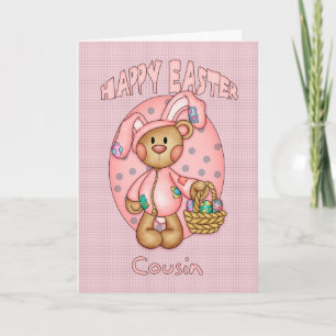Tarjeta Festiva Pascua feliz - primo - oso de peluche lindo en el