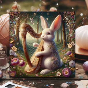 Tarjeta Festiva Pascua floral de conejo de Woodland