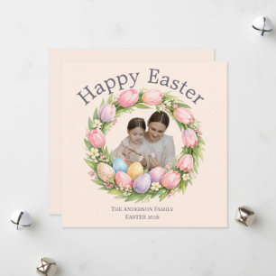 Tarjeta Festiva Pascua floral elegante personalizada