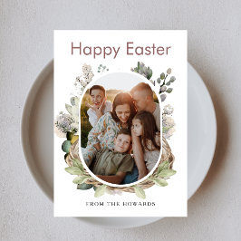 Tarjeta Festiva Pascua floral moderna elegante | Foto de Feliz Pas