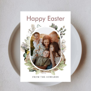Tarjeta Festiva Pascua floral moderna elegante Foto de Feliz Pas