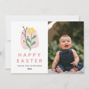Tarjeta Festiva Pascua floral moderna elegante Foto de Feliz Pas