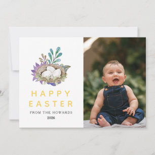 Tarjeta Festiva Pascua floral moderna elegante   Foto de Feliz Pas