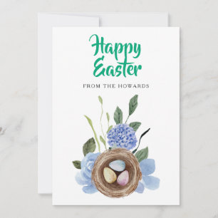 Tarjeta Festiva Pascua floral moderna elegante   Foto feliz Pascua