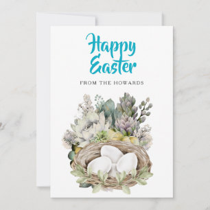 Tarjeta Festiva Pascua floral moderna elegante Foto feliz Pascua