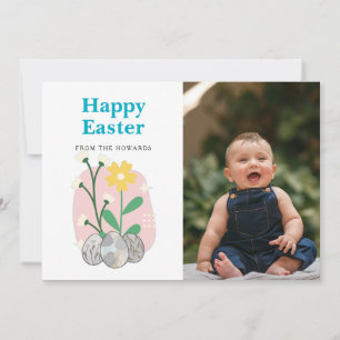 Tarjeta Festiva Pascua floral moderna elegante Foto feliz Pascua