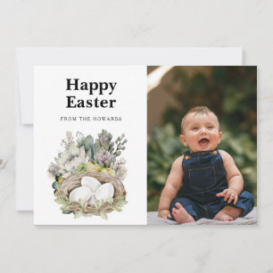 Tarjeta Festiva Pascua floral moderna elegante   Foto feliz Pascua