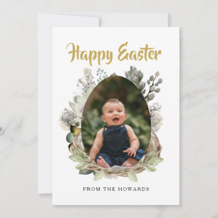 Tarjeta Festiva Pascua floral moderna elegante Foto feliz Pascua