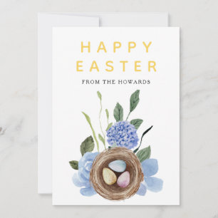 Tarjeta Festiva Pascua floral moderna elegante Foto feliz Pascua
