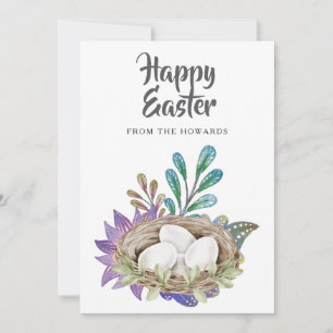 Tarjeta Festiva Pascua floral moderna elegante Foto feliz Pascua