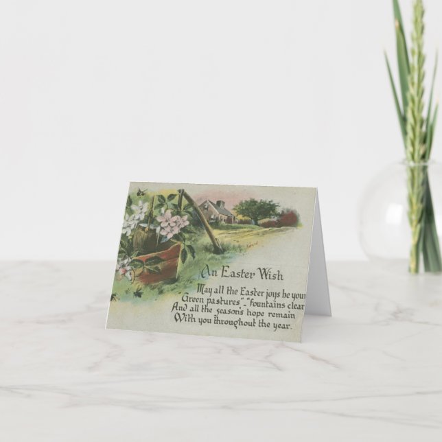 Tarjeta Festiva Pascua floral vintage (Anverso)