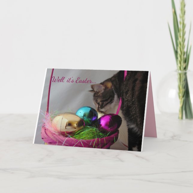 Tarjeta Festiva Pascua gata divertida (Anverso)
