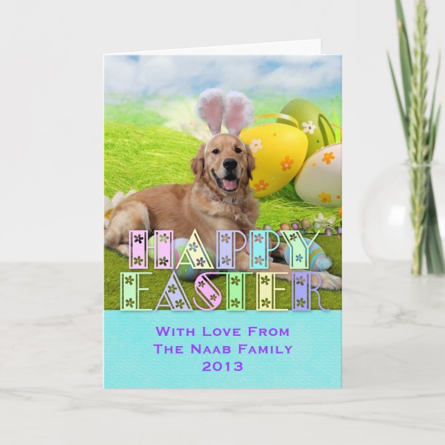 Tarjeta Festiva Pascua - Golden Retriever - Frank (Anverso)