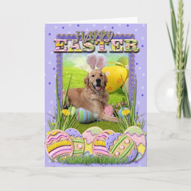 Tarjeta Festiva Pascua - golden retriever - Frank (Anverso)