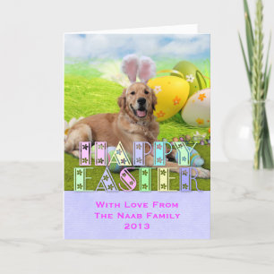 Tarjeta Festiva Pascua - golden retriever - Frank