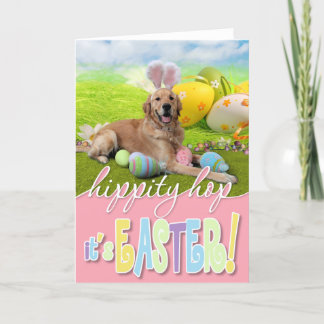 Tarjeta Festiva Pascua - golden retriever - Frank