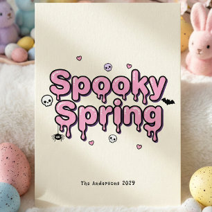Tarjeta Festiva Pascua Gótica de Primavera Espeluznante Pastel Ros