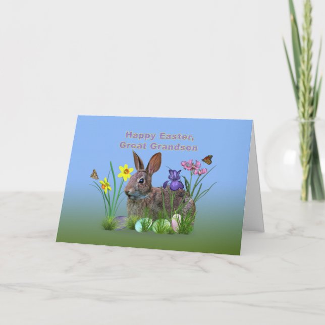 Tarjeta Festiva Pascua, grande - nieto, flores, huevos, y rabino (Anverso)