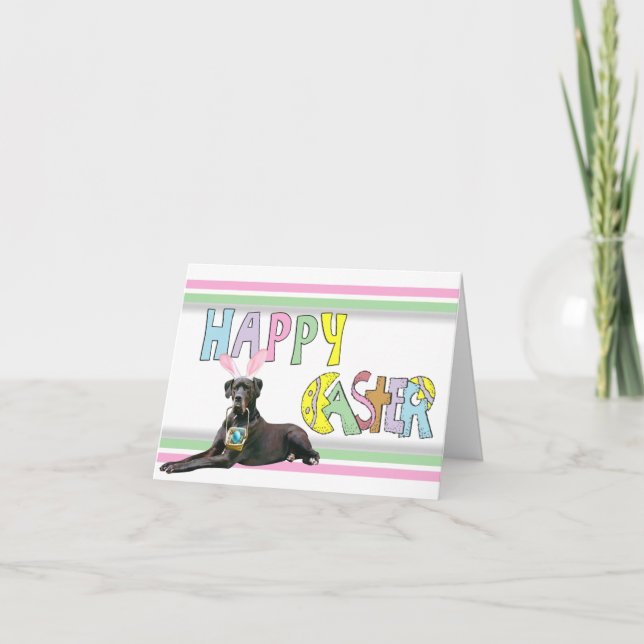 Tarjeta Festiva Pascua great dane negro (Anverso)