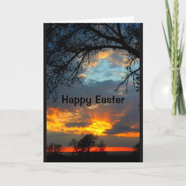 Tarjeta Festiva Pascua hermosa de la salida del sol a la puesta (Anverso)